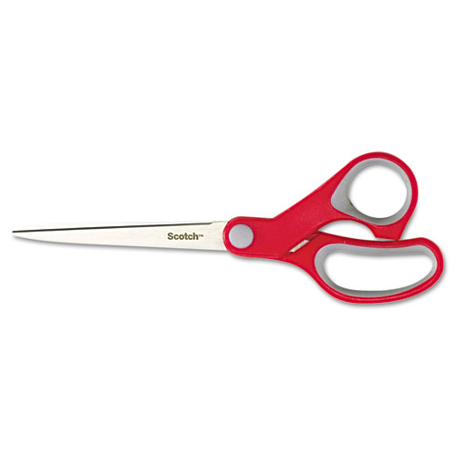 3M Scotch Multi-Purpose Scissors, 2pk , 8" Straight, Gray/Red