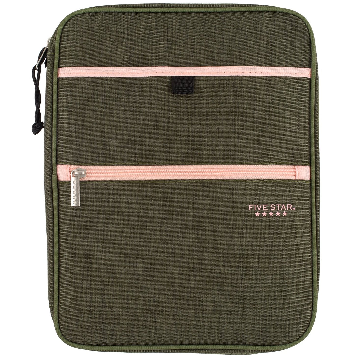Five Star Zipper Binder, 1 inch 3-Ring Binder, Carry-All with Internal Pockets and Dividers, Olive/Peach