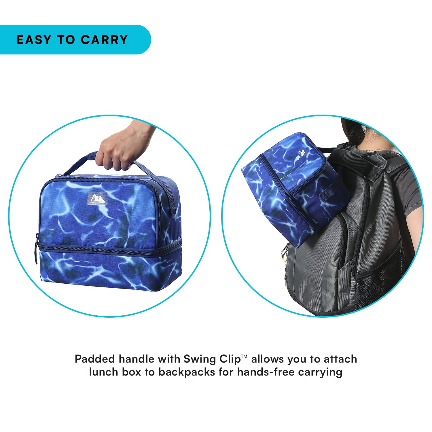 Arctic Zone Horizontal Dual Compartment Dome Lunch Pack, Dark Waters