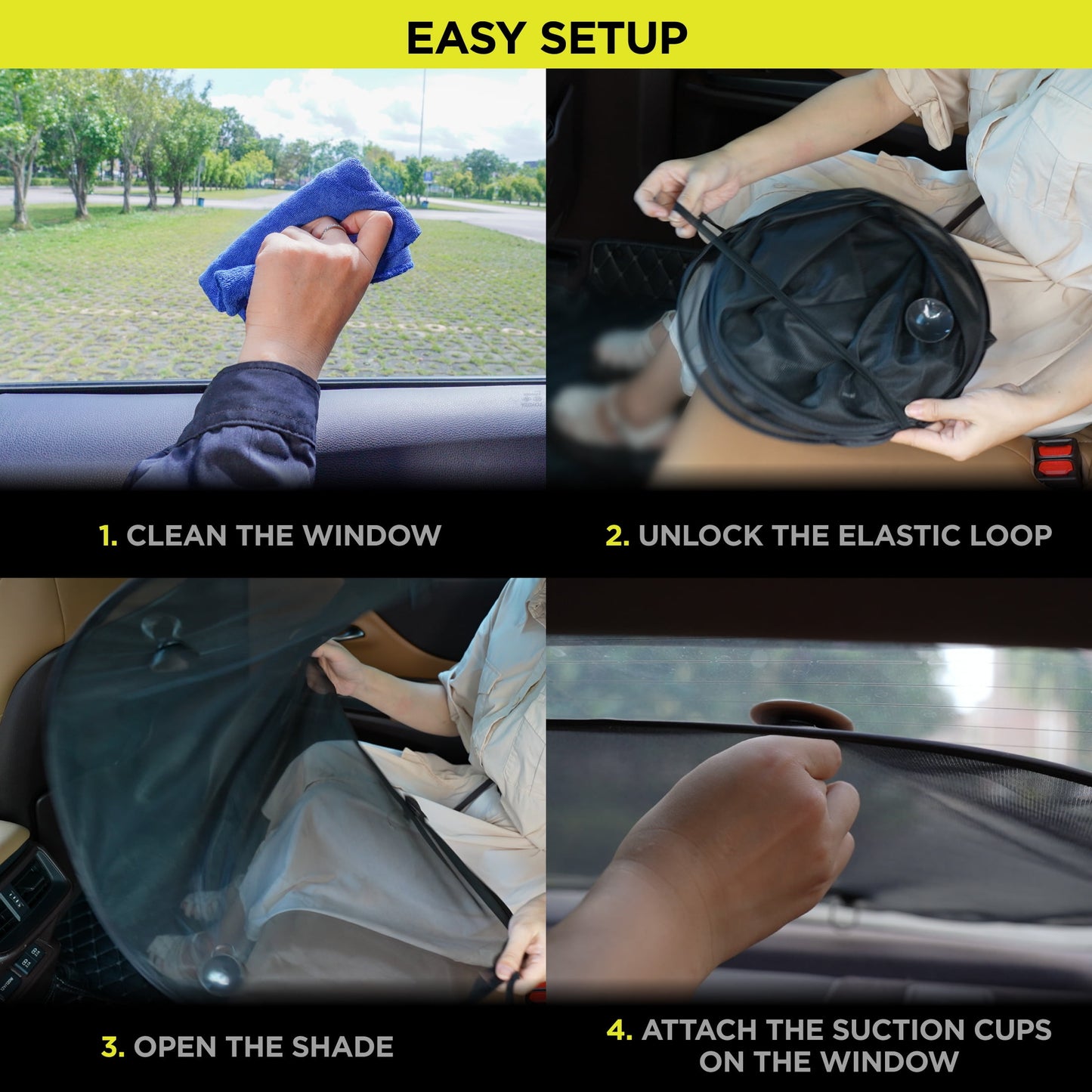 Auto Drive Universal Fit Rear Window Suction Cup Mesh Black Sunshade 1 Pack 20" * 40"
