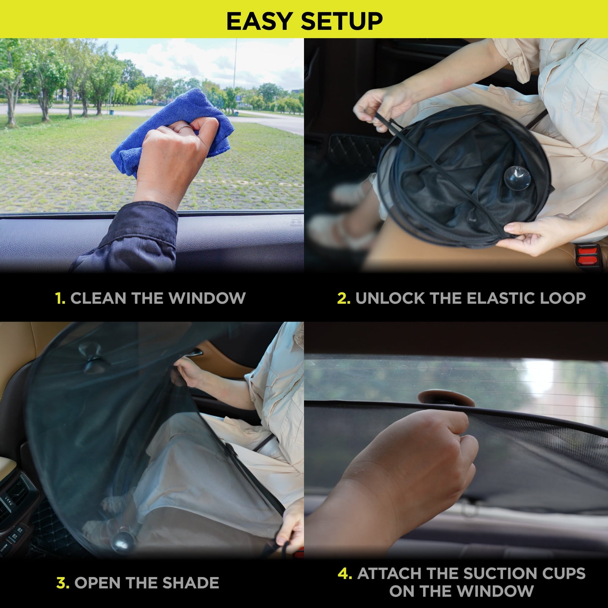 Auto Drive Universal Fit Rear Window Suction Cup Mesh Black Sunshade 1 Pack 20" * 40"