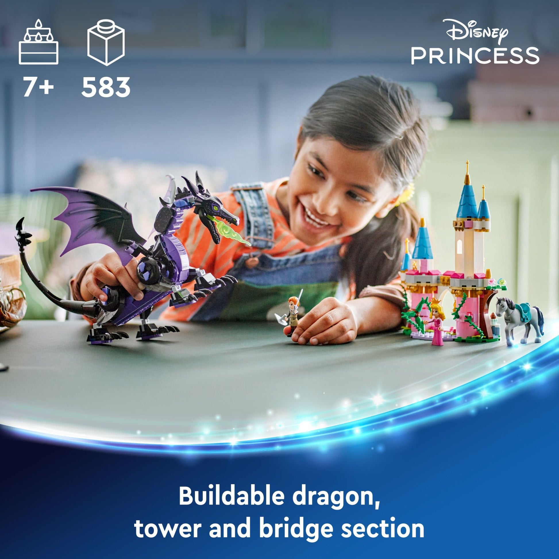LEGO Disney Princess Maleficent’s Dragon Form Building Set for Kids, Gift for Sleeping Beauty Fans, Disney Princess Castle Toy, 43240