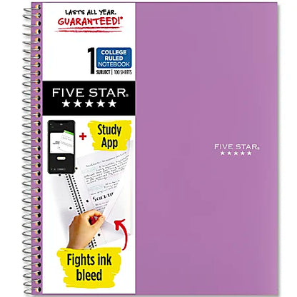 Mead Five Star 5-Subject Notebook, 200 Sheets, 11" x 8.50"