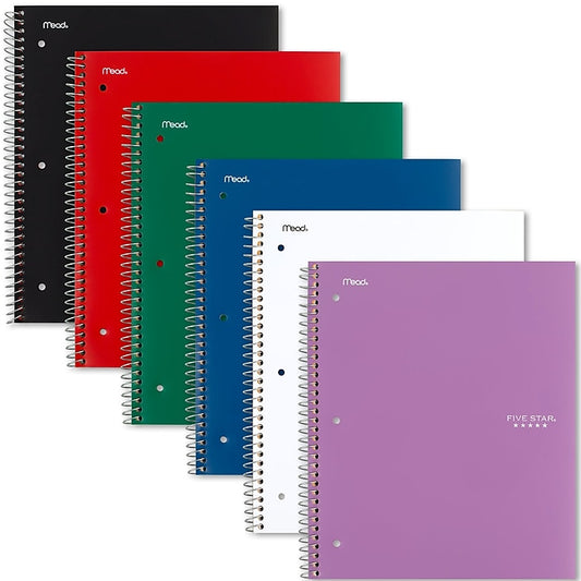 Mead Five Star 5-Subject Notebook, 200 Sheets, 11" x 8.50"
