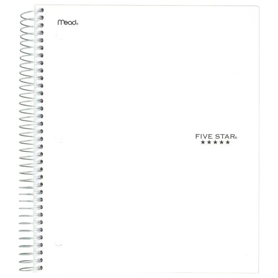 Mead Five Star 5-Subject Notebook, 200 Sheets, 11" x 8.50"