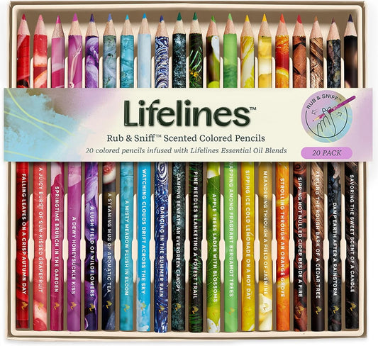 Lifelines Scented Colored Pencils, 20-Pack Scents of the Seasons - Rub & Sniff Color Pencil Set Infused with Essential Oil Blends for Arts & Crafts, Coloring Books & School Supplies