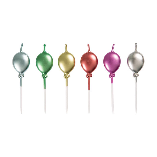 321 Party! Metallic Balloon Pick Birthday Candles, 6 ct