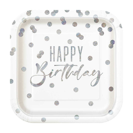 321 Party! 9" Elegant Polka Dot Birthday Party Plates, 8 ct