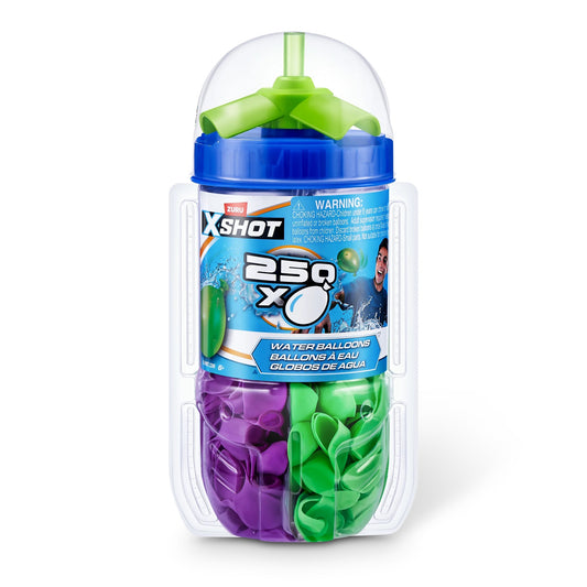 XSHOT Water Warfare 250 Count Pack Water Balloons with Easy Refill Connector, Rubber Plastic