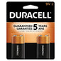 Duracell Coppertop 9V Alkaline Batteries 2/PK 4.7 stars out of 2390 reviews