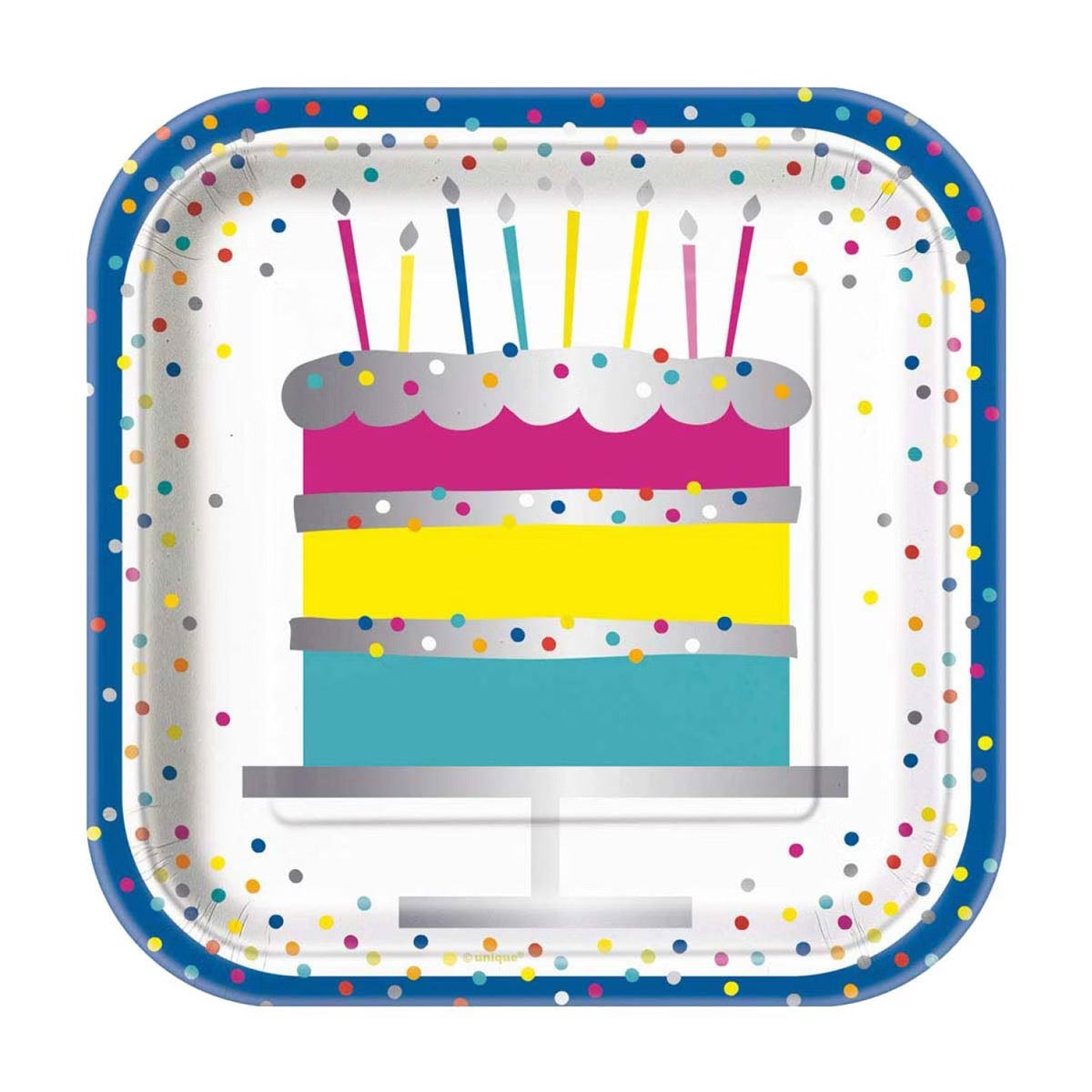 321 Party! 7" Foil Silver Style Birthday Party Plates, 8 ct