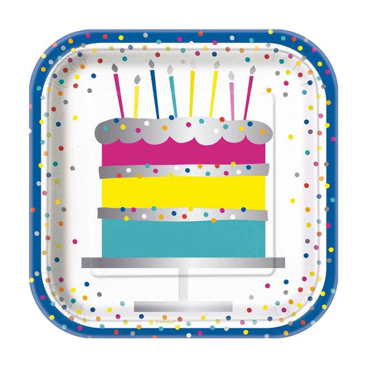 321 Party! 7" Foil Silver Style Birthday Party Plates, 8 ct
