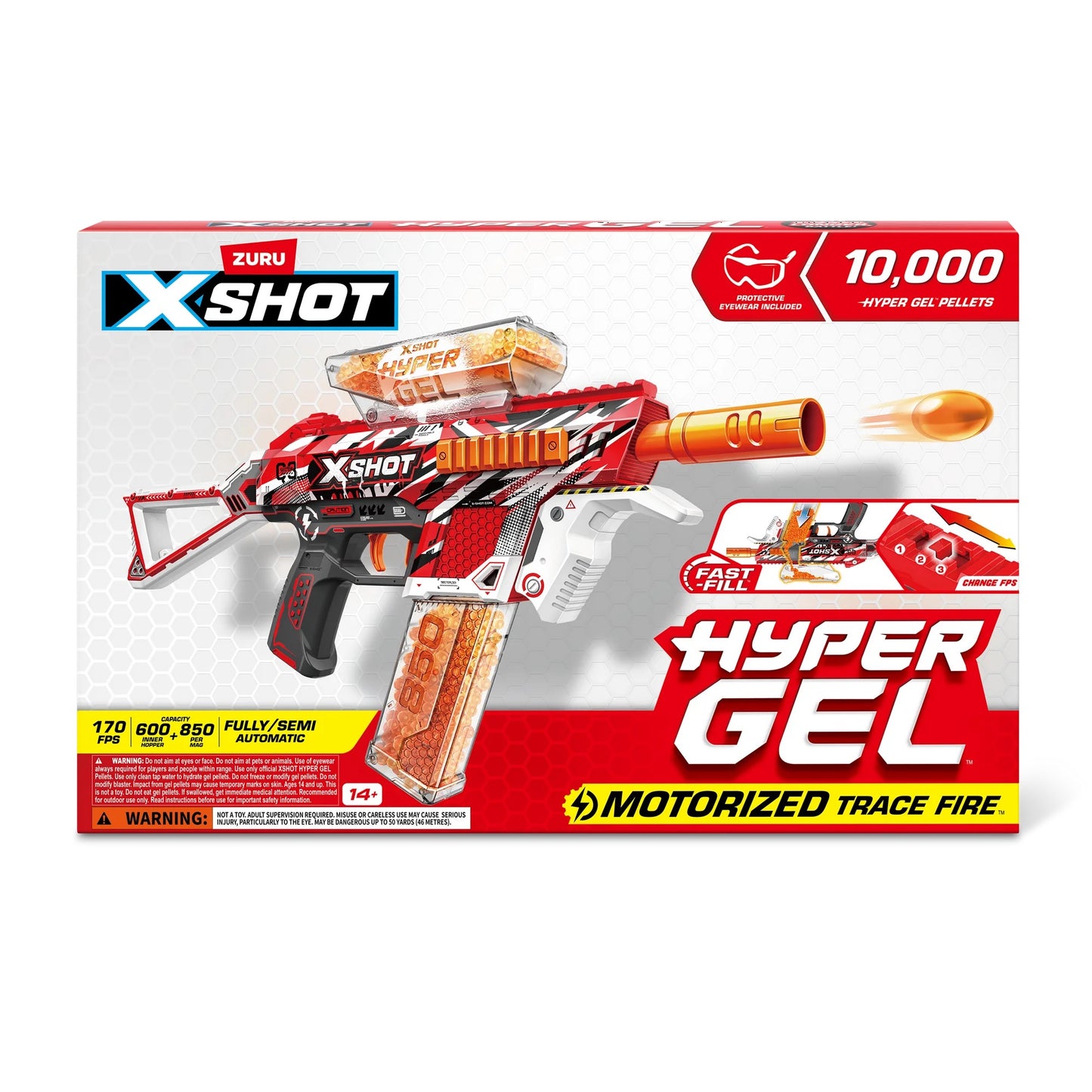 XSHOT Hyper Gel Trace Fire Blaster, Outdoor, (10,000 Hyper Gel Pellets) by ZURU