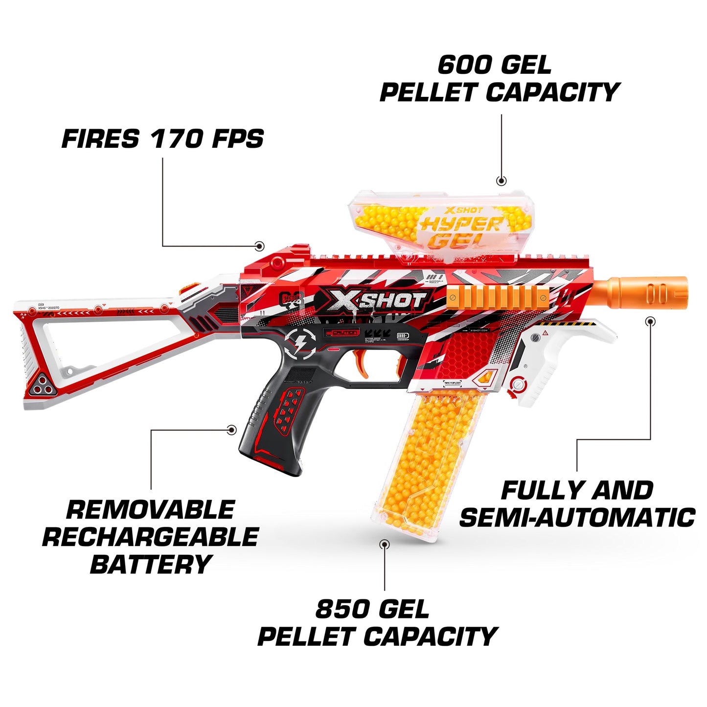 XSHOT Hyper Gel Trace Fire Blaster, Outdoor, (10,000 Hyper Gel Pellets) by ZURU