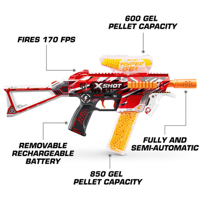 XSHOT Hyper Gel Trace Fire Blaster, Outdoor, (10,000 Hyper Gel Pellets) by ZURU