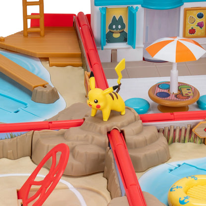 Pokémon Carry Case Beach Battle Playset - Portable Transforming Backpack Playset with 2-inch Pikachu Battle Figure