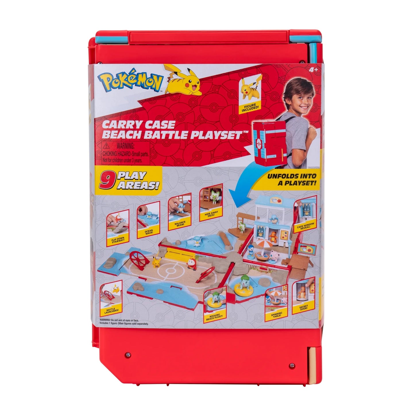 Pokémon Carry Case Beach Battle Playset - Portable Transforming Backpack Playset with 2-inch Pikachu Battle Figure