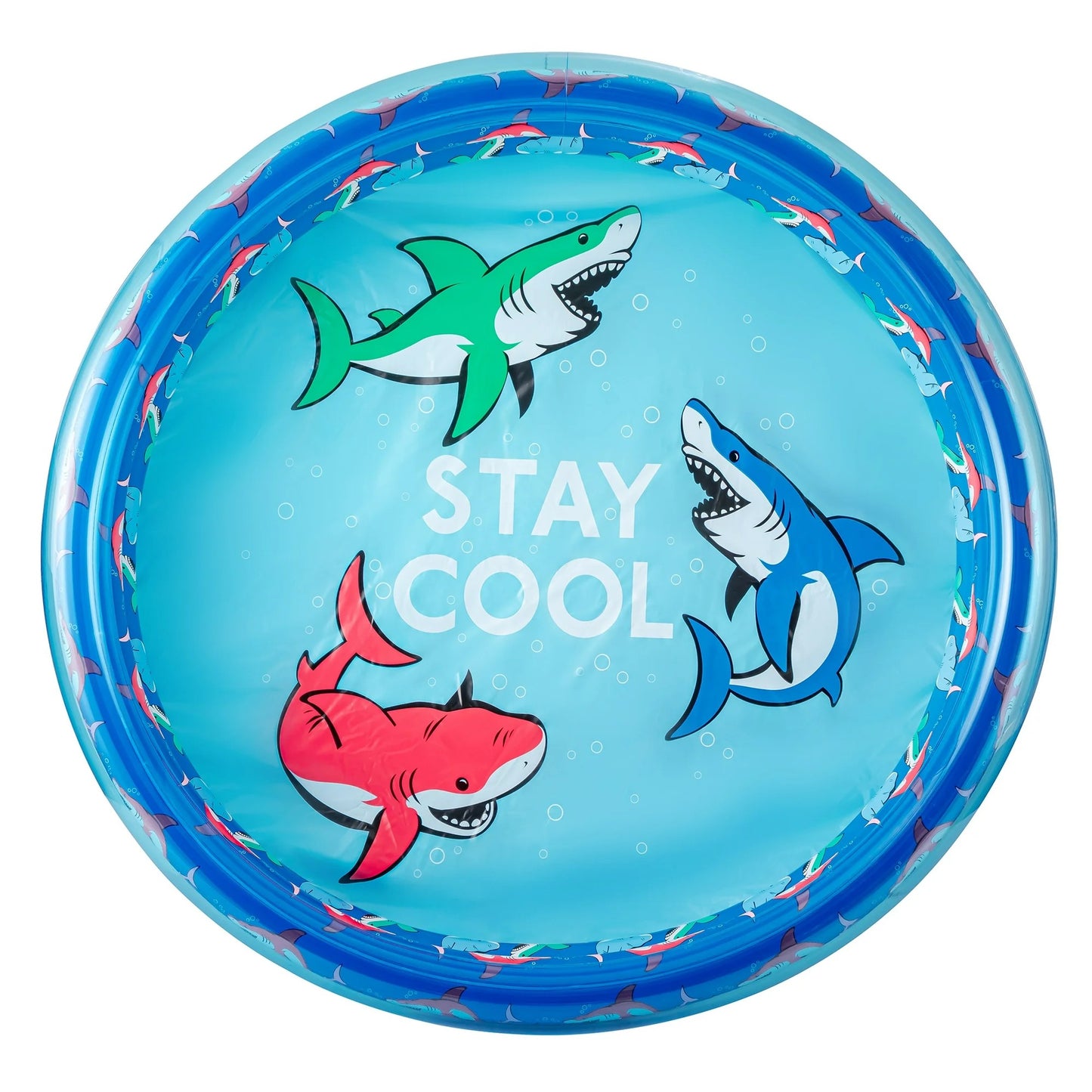 Bluescape Blue Shark 3-Ring Inflatable Swimming Pool for Kids, Round, Age 2 & up, Unisex