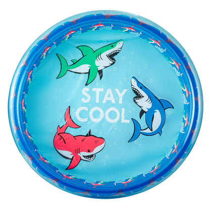 Bluescape Blue Shark 3-Ring Inflatable Swimming Pool for Kids, Round, Age 2 & up, Unisex