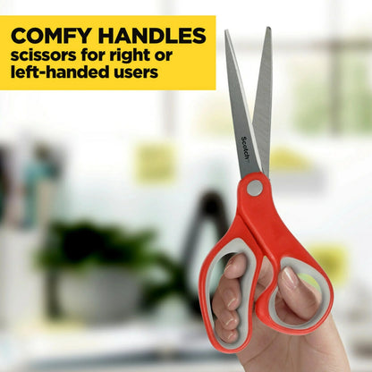 Scotch 8" Multipurpose Stainless Steel Scissors, 2 Pack, Red/Gray
