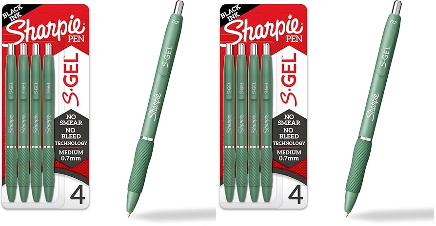 SHARPIE S-Gel Pens, 0.7MM Black Ink, 4 Count, Pack of 1