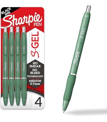 SHARPIE S-Gel Pens, 0.7MM Black Ink, 4 Count, Pack of 1