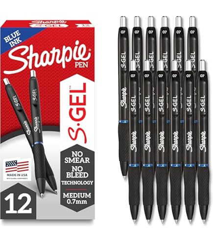 SHARPIE S-Gel Pens, 0.7MM Black Ink, 4 Count, Pack of 1