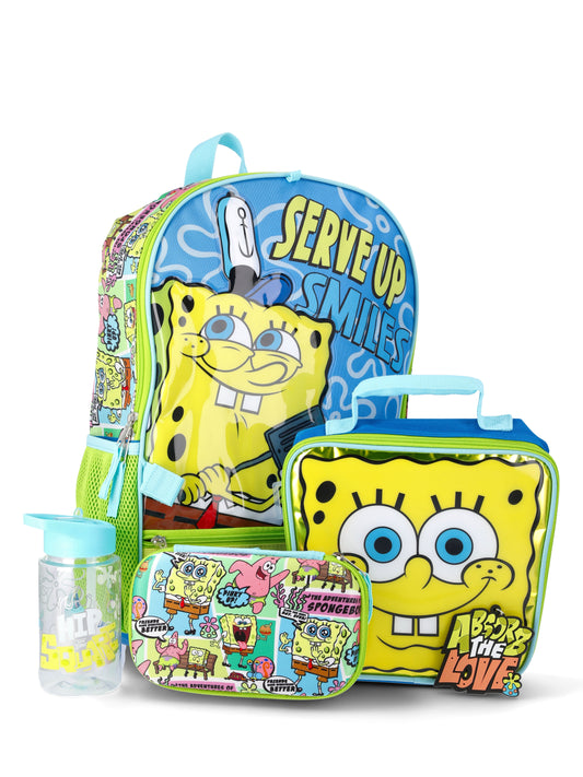 SpongeBob SquarePants Boys or Girls 17" 5-Piece Backpack Set, Green