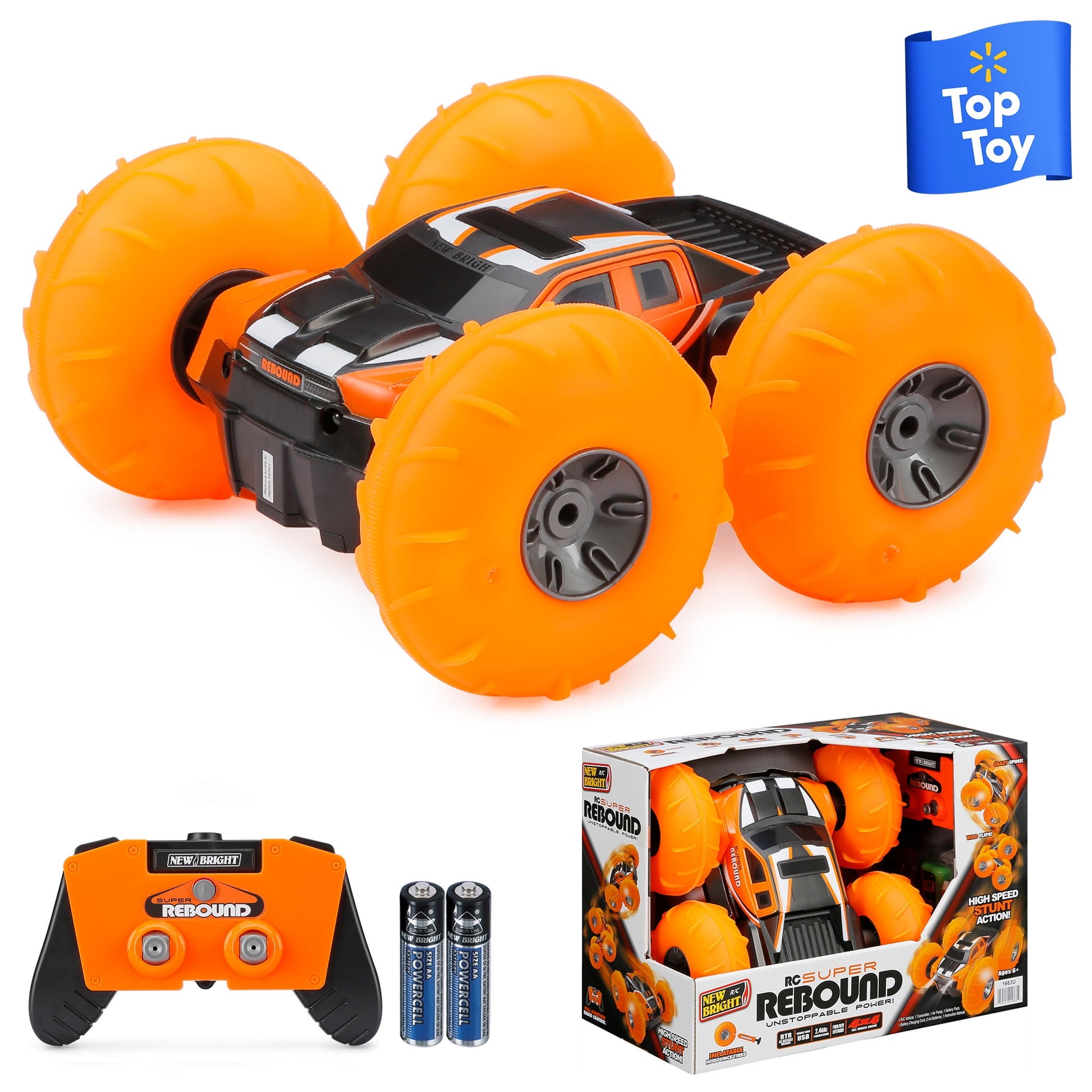 New Bright (1:16) Super Rebound Battery Remote Control Orange Stunt Vehicle, Children, Tweens, 1663U