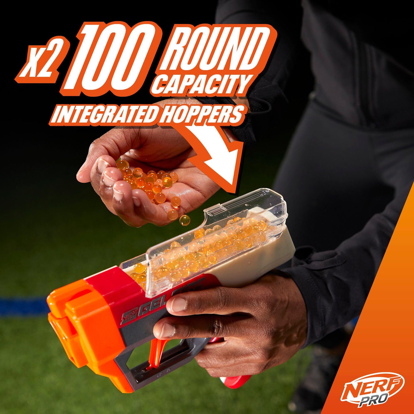 Nerf Pro Gelfire Dual Wield 2-Pack, 5000 Rounds, 2x100 Round Integrated Hoppers, Eyewear, Ages 14+
