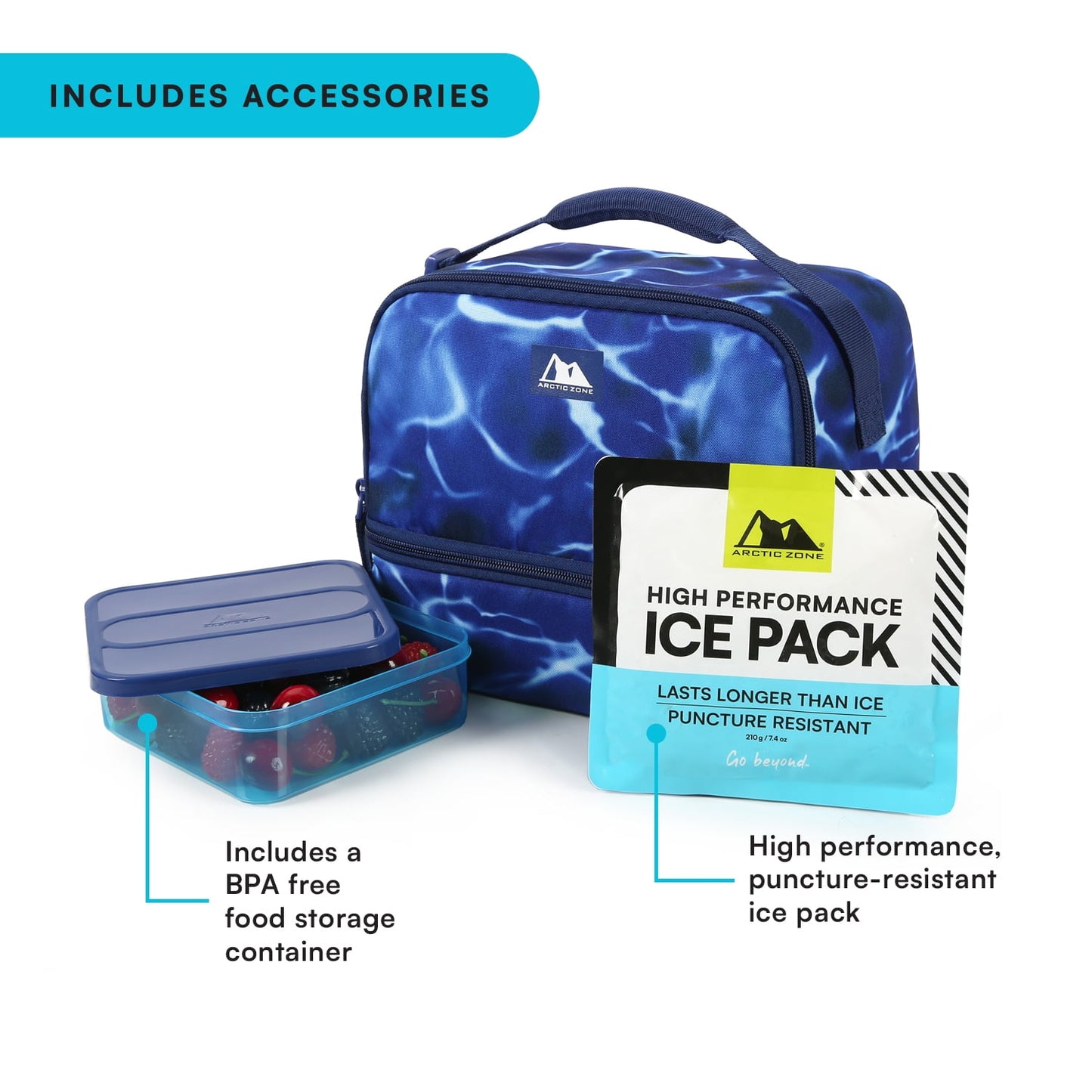Arctic Zone Horizontal Dual Compartment Dome Lunch Pack, Dark Waters
