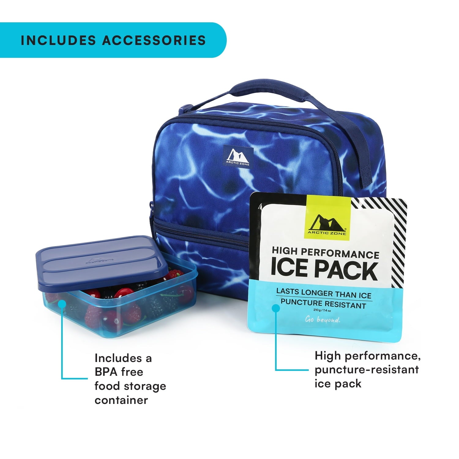 Arctic Zone Horizontal Dual Compartment Dome Lunch Pack, Dark Waters