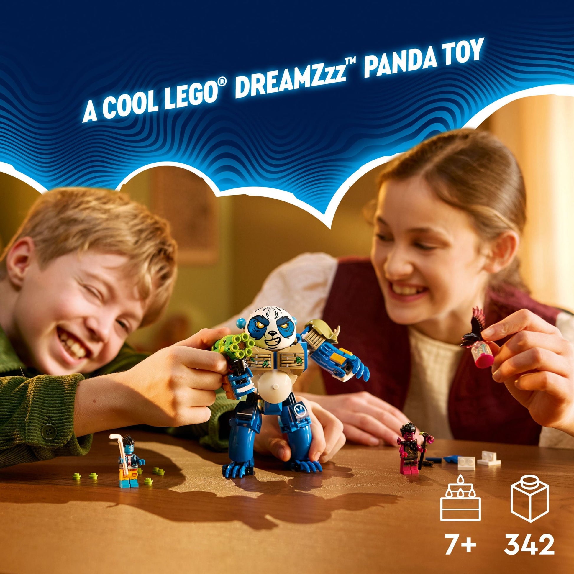 LEGO DREAMZzz Logan the Mighty Panda Animal Toy, Fantasy Gift for Kids' with 2 Minifigures, 71480