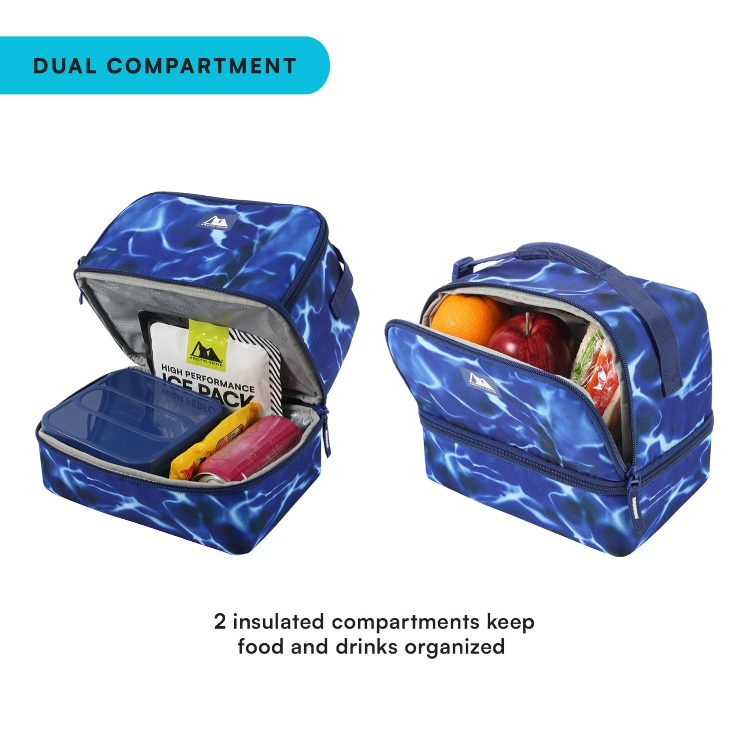 Arctic Zone Horizontal Dual Compartment Dome Lunch Pack, Dark Waters