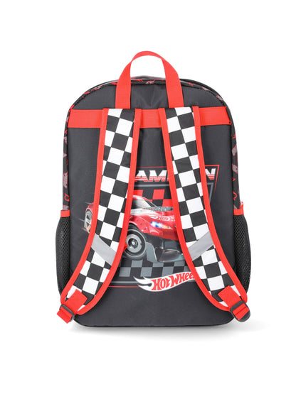 Hot Wheels Boys 17" Thrill Seeker Backpack, Lunch Box, Gadget Case, and Lanyard Set, 4-Piece, Black