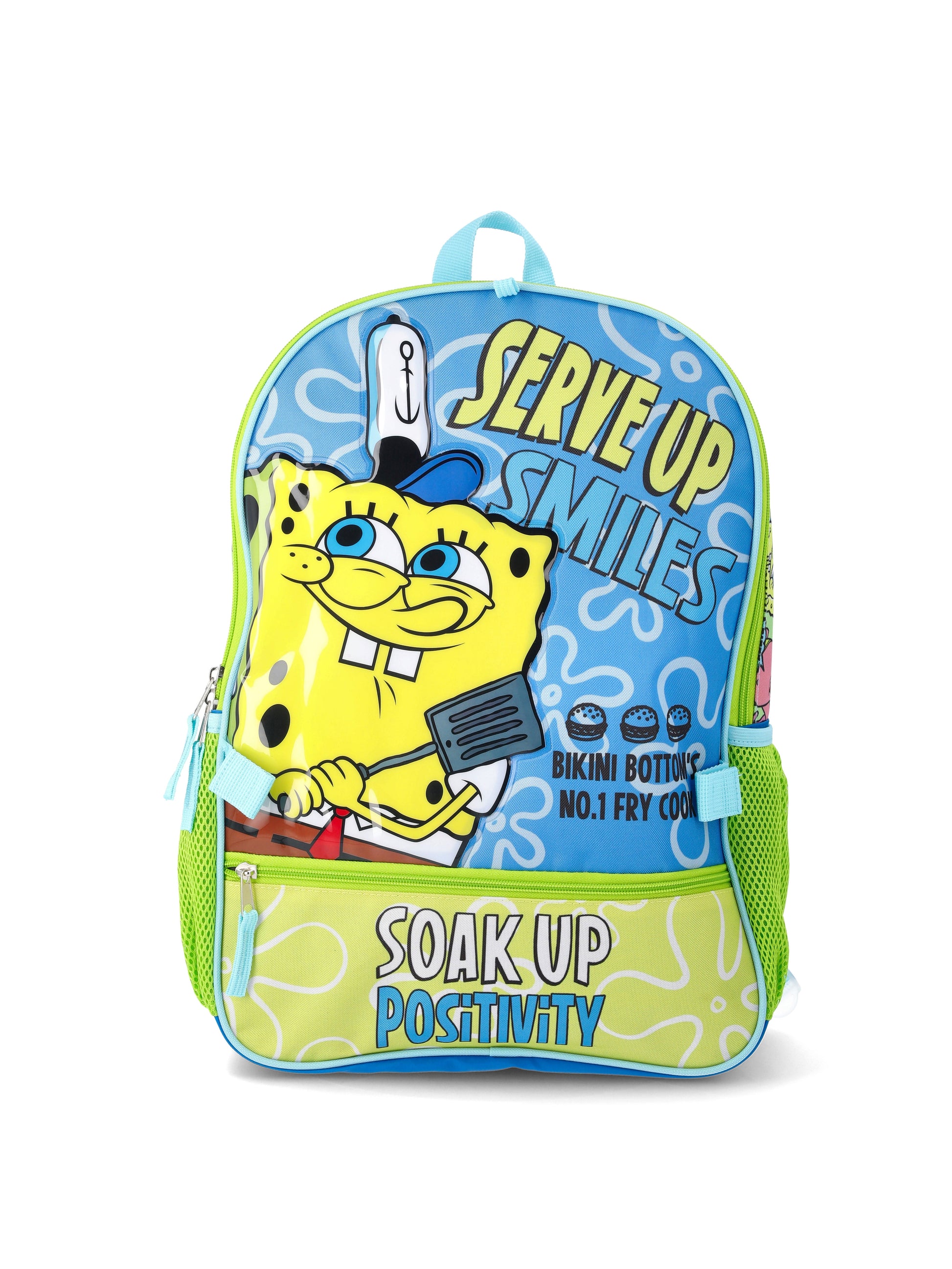SpongeBob SquarePants Boys or Girls 17" 5-Piece Backpack Set, Green