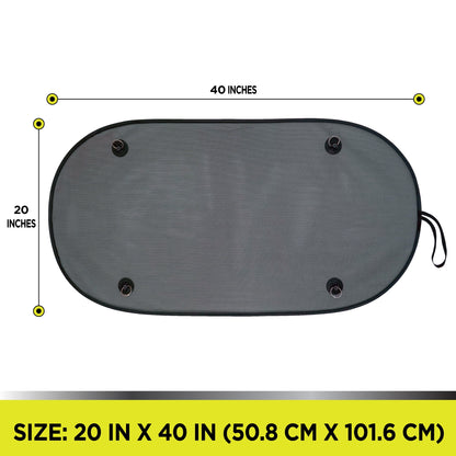 Auto Drive Universal Fit Rear Window Suction Cup Mesh Black Sunshade 1 Pack 20" * 40"