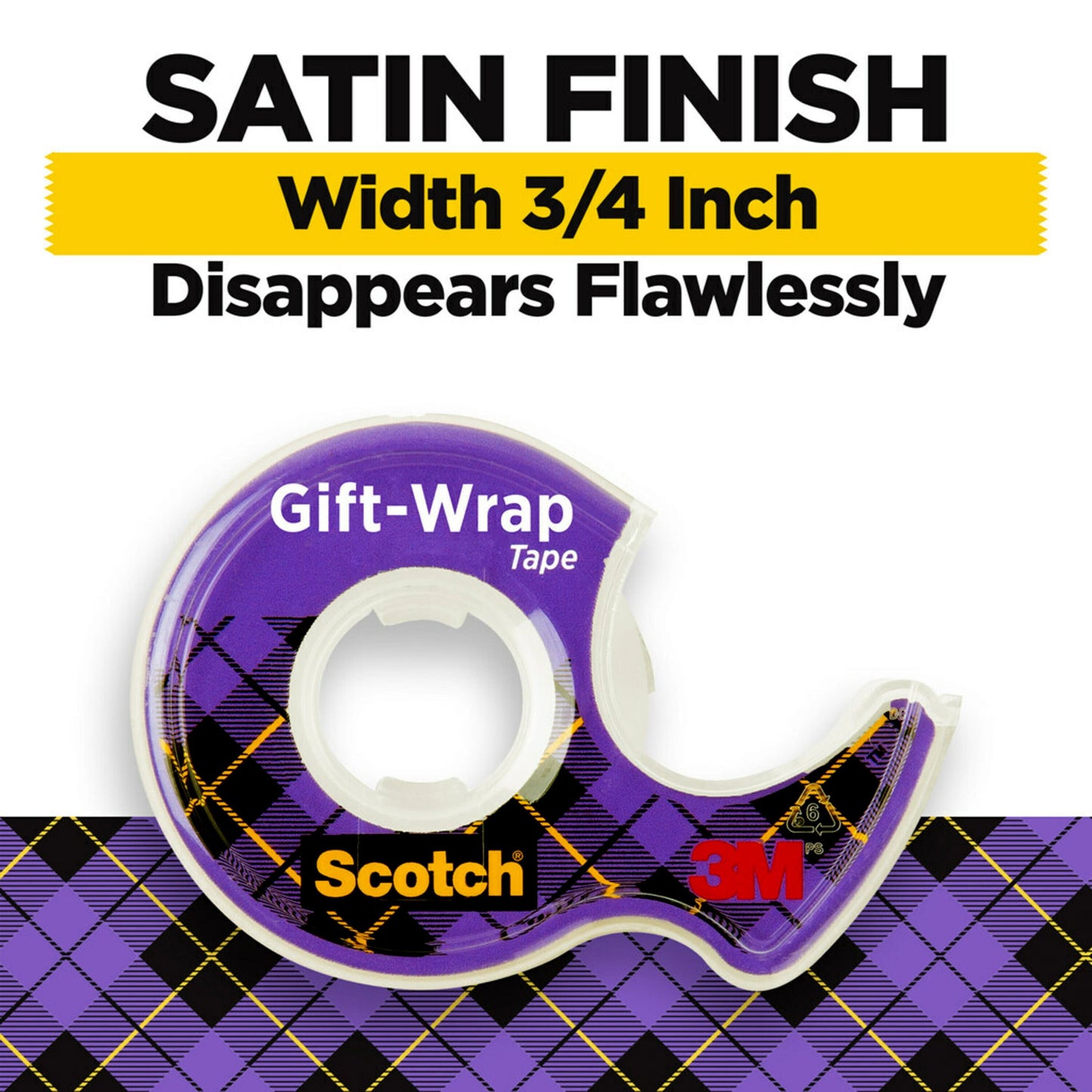 3M #15 Gift Wrap Tape #15, Satin Tape, 3/4 in x 18 yds.